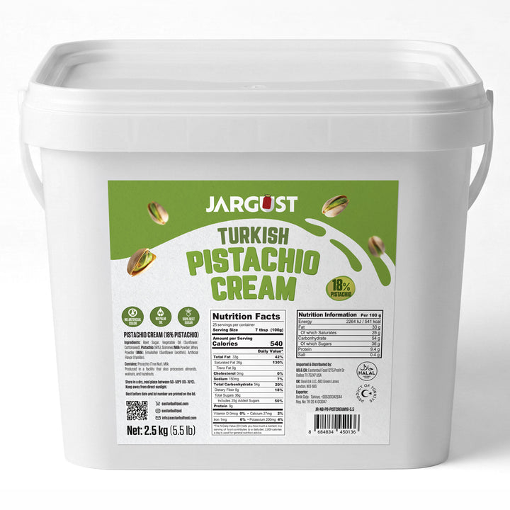Bulk Pistachio Cream Spread, Premium Real Antep Turkish Pistachio, 18% Pistachio, 5.5 lb (2.5 kg)