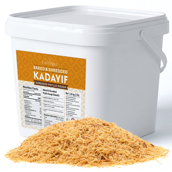 Eastanbul Bulk Baked & Shredded Kataifi for Dessert Filing, Shredded Fillo Dough, Kadayif Pastry Dough, 3lb