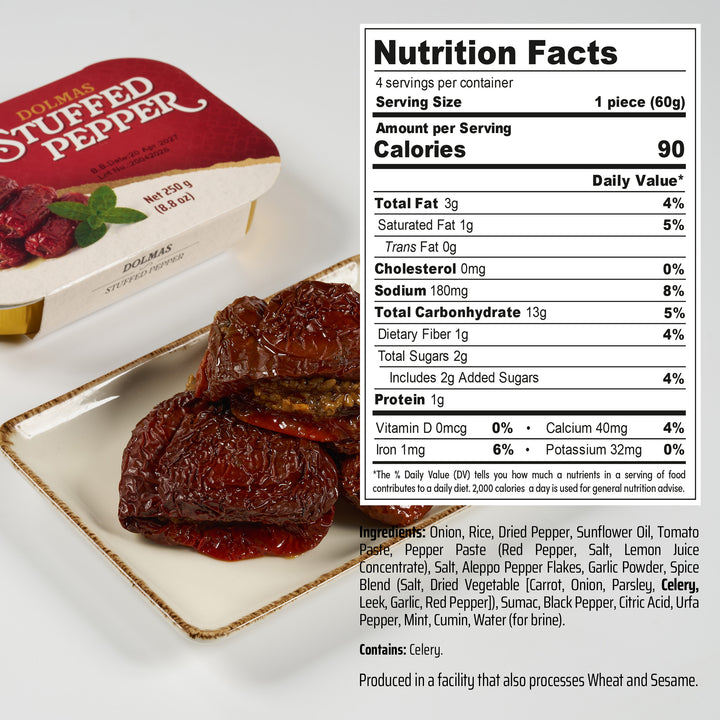 Eastanbul Stuffed Peppers, Turkish Dried Bell Peppers Dolma, 8.8oz
