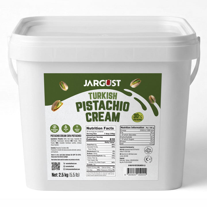 Bulk Pistachio Cream, Real Antep Pistachio Spread for Dubai Chocolate, 30% Pistachio, 5.5lb