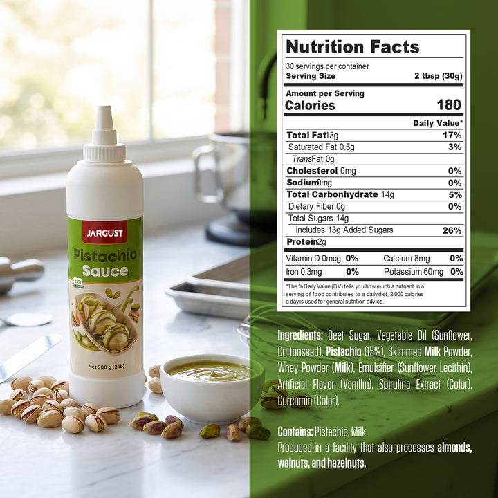 Jargust Pistachio Sauce Toppings, Pistachio Drizzle for Desserts, 2lb