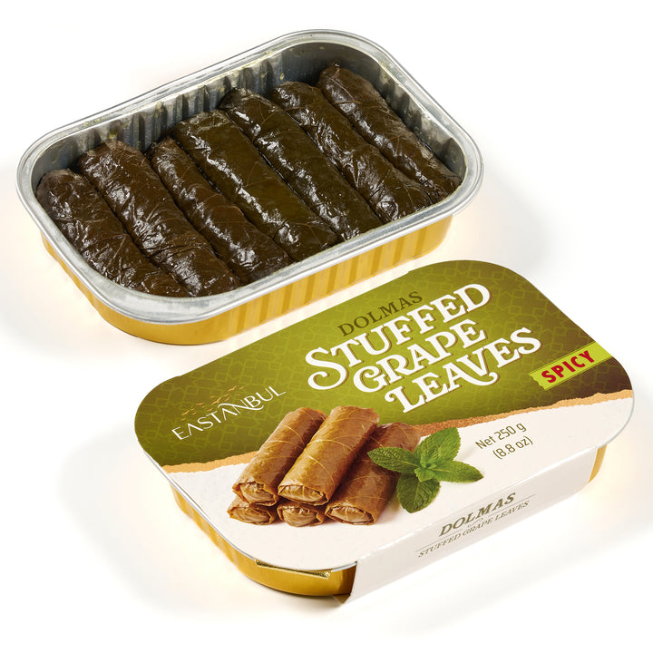 Eastanbul Stuffed Grape Leaves, Spicy Turkish Sarma, Dolmas, 8.8oz