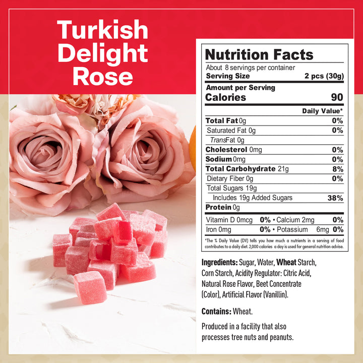 Eastanbul Turkish Delight, Turkish Delights Candy with Rose Flavor, 8.8oz