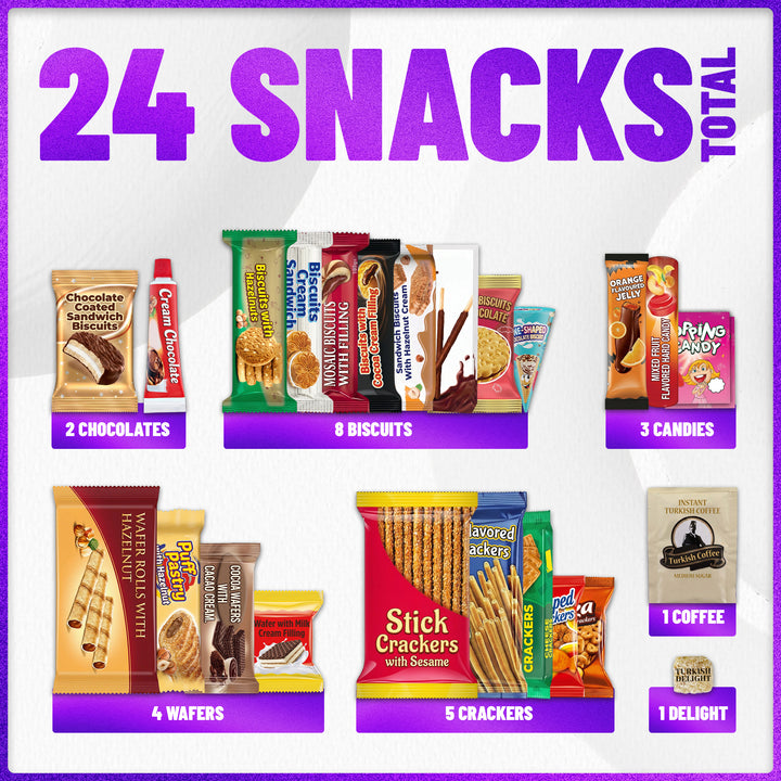 Eastanbul International Snack Box, Foreign Snack Box, Food Gifts,24 Pieces