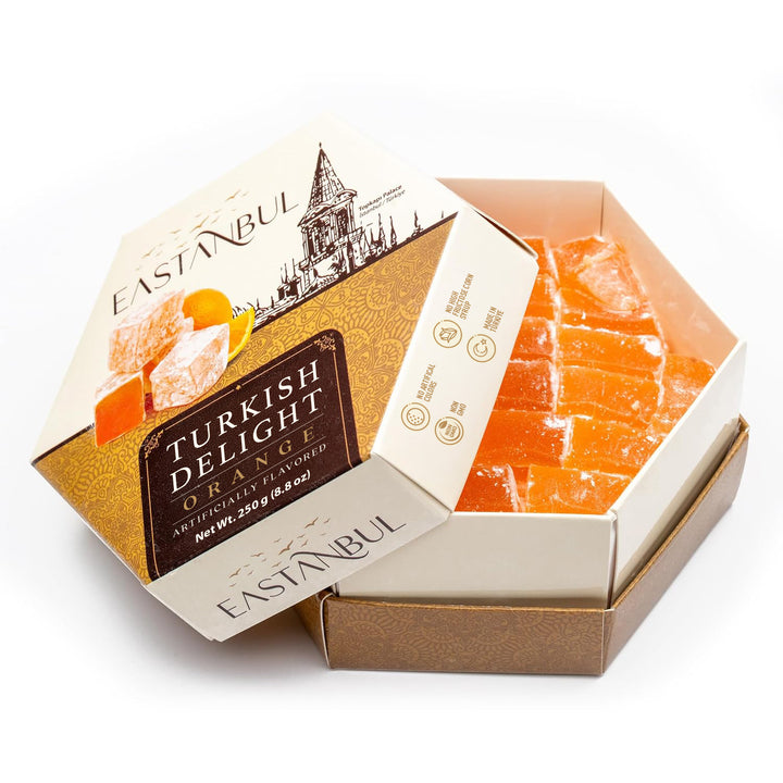 Eastanbul Turkish Delight, Turkish Delights Candy with Orange Flavor, 8.8oz