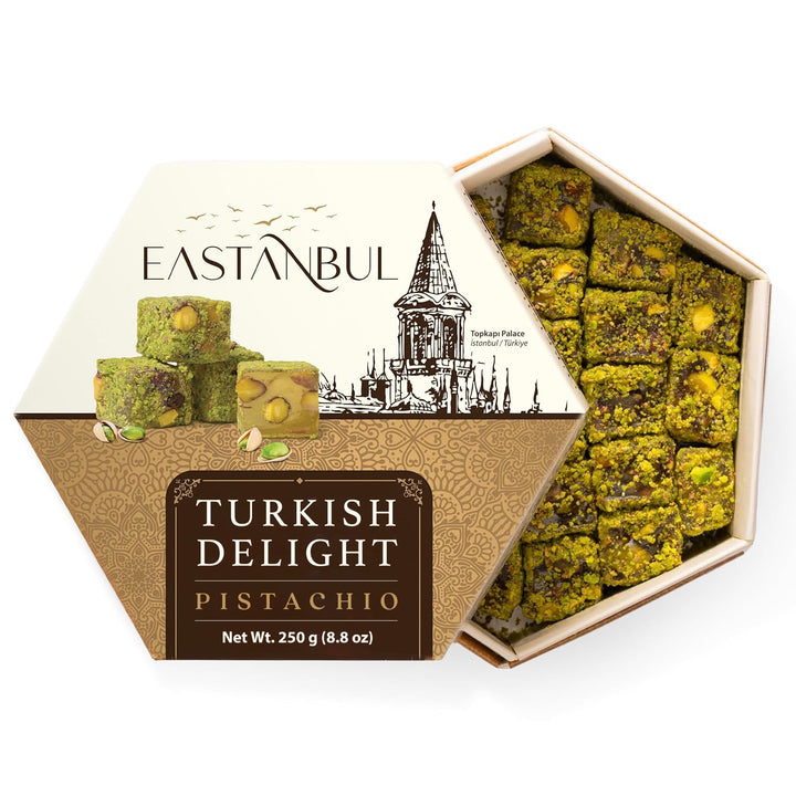 Eastanbul Turkish Delight Pistachio, Turkish Delights Candy, Lokum, 8.8oz