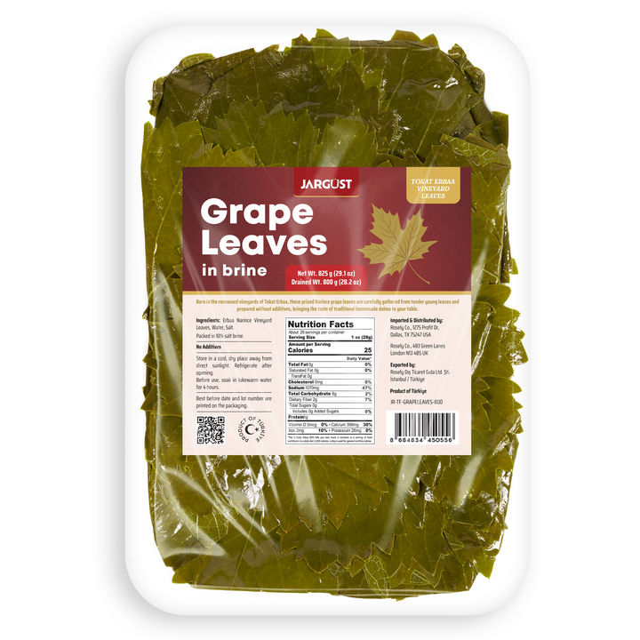 Jargust Grape Leaves in Brine, For Dolma, Sarma, and Dolmades, Vegan,28.2oz