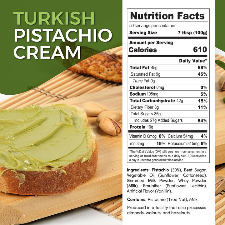 Bulk Pistachio Cream Spread, Real Antep Turkish 30% Pistachio,  Net 11 lb (5 kg), 2 Packs