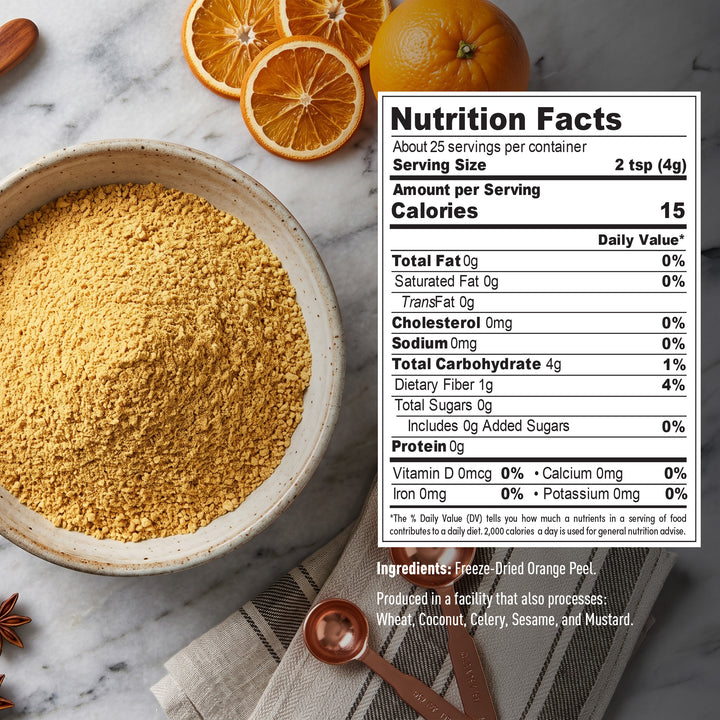Frostify Freeze Dried Orange Peel Powder, Orange Zest for Baking, 3.5oz.