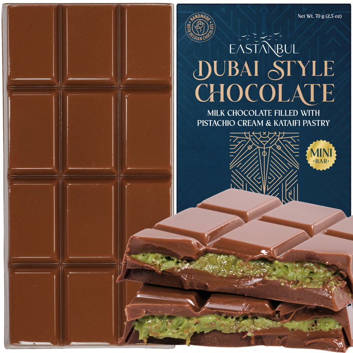 Eastanbul Dubai Chocolate, Mini Milk Dubai Chocolate Bar Pistachio, 2.5 oz