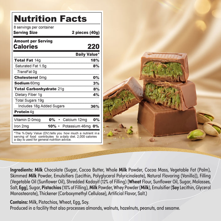 Eastanbul Dubai Chocolate Bar with Pistachio Cream and Kataifi, 11.2oz