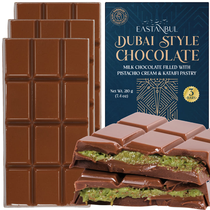 Eastanbul Dubai Chocolate Bar Pistachio, Knafeh, 3 Pieces x Each 2.5oz