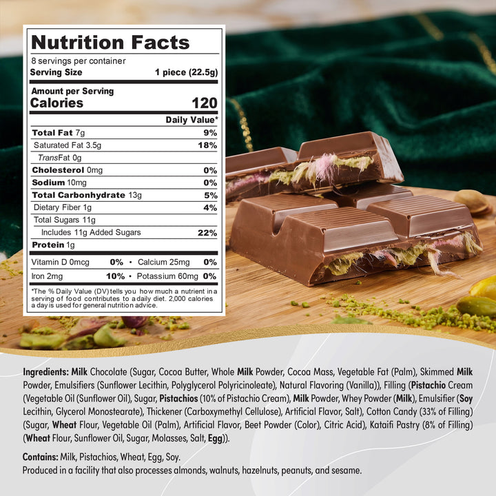 Eastanbul Angel Hair Dubai Chocolate Bar, Turkish Cotton Candy Dessert, 6.3oz