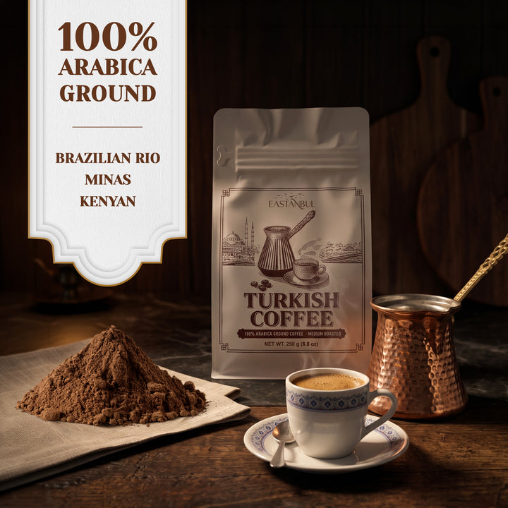 Eastanbul Turkish Coffee, 100% Arabica Medium Roast Ground Coffee, 8.8oz